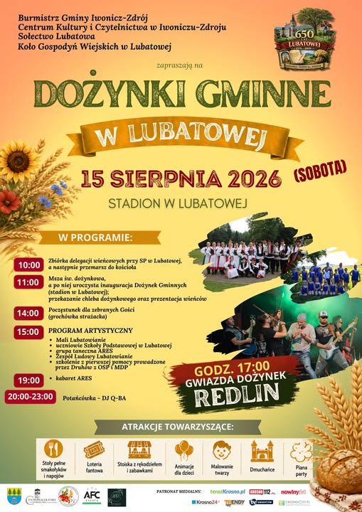 Gminne Dożynki w Lubatowej – 15.VIII 2026 r.